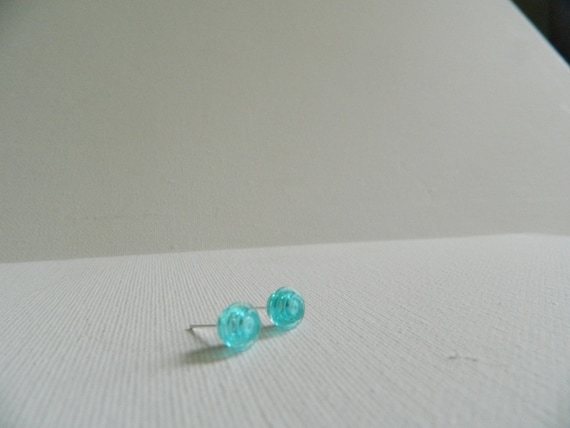 Round Light Blue Translucent (Teal) Lego Earrings