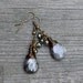 Labradorite Earrings, Black Iridescent Gemstone Earrings, Antique Brass Wire Wrapped Dangle Earrings