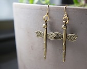 Antique Bronze Dragonfly  Earrings
