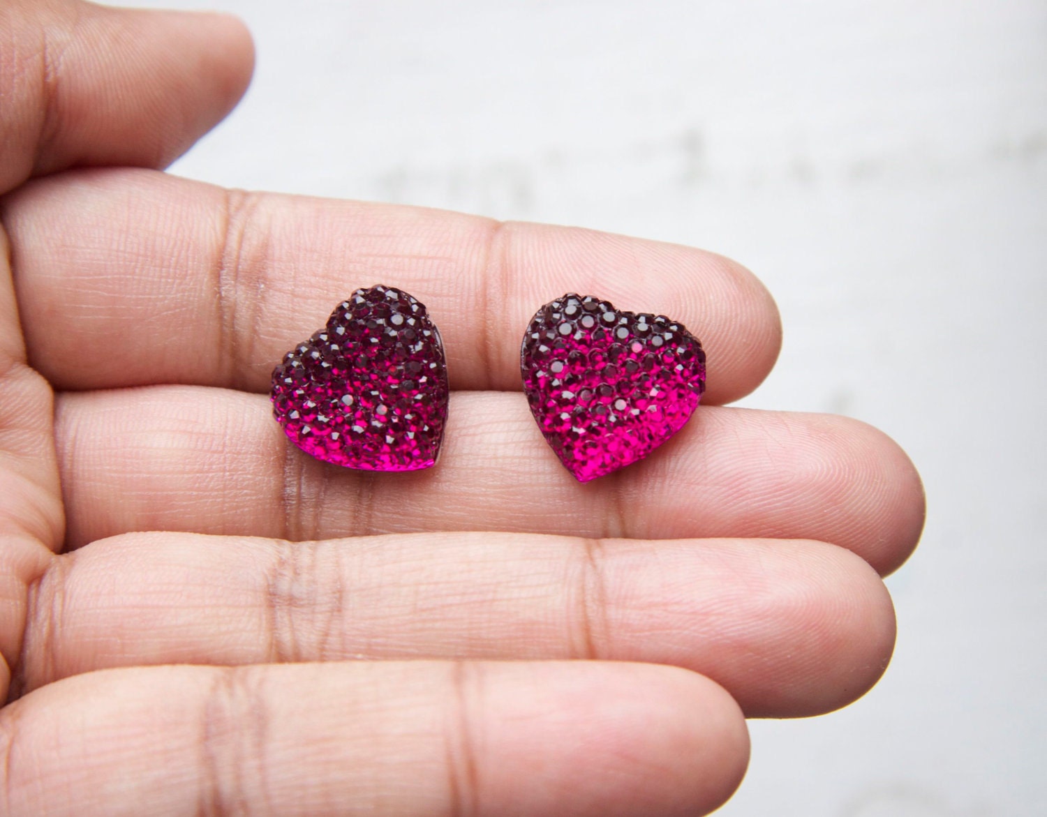 Fuchsia Heart Earrings