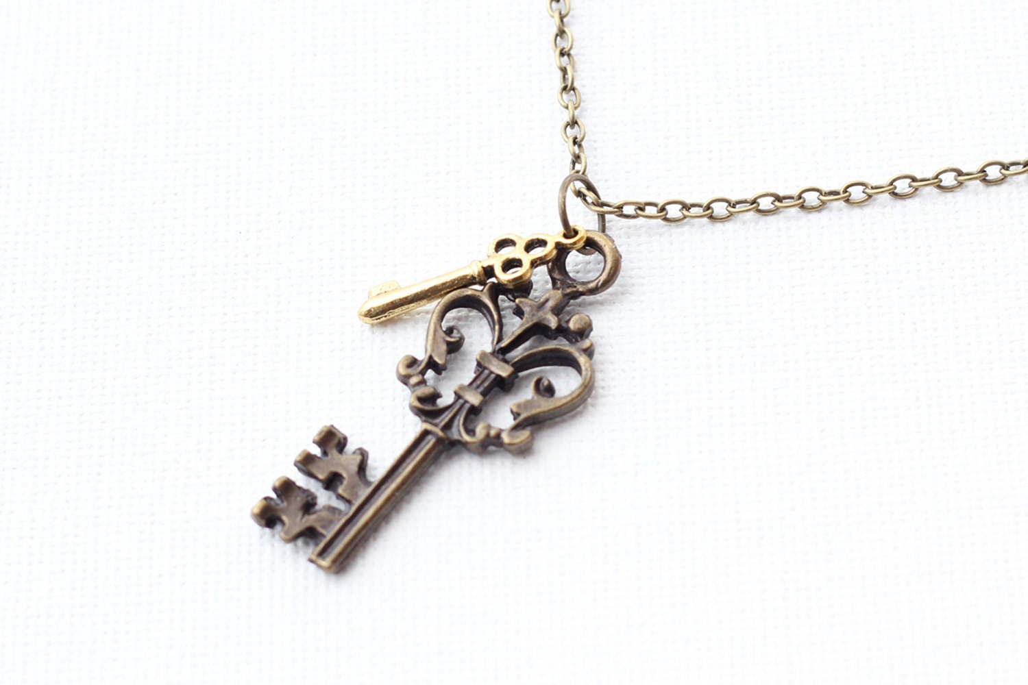 Victorian Key Necklace - with small gold key charm Vintage By Rachel on Etsy.