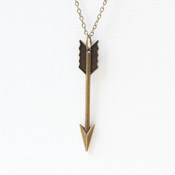 Arrow Pendant Necklace - Antique Brass