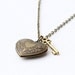 Heart Locket Pendant Necklace - Small gold key charm
