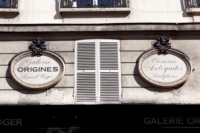 Paris Photo - Antiquities, Street Sign, Black and White, Paris, France, Home Decor
