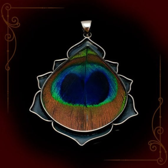 Large Silver Peacock Pendant