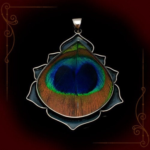Large Silver Peacock Pendant