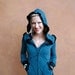 Teal and Black Striped Ruffle Hoody
