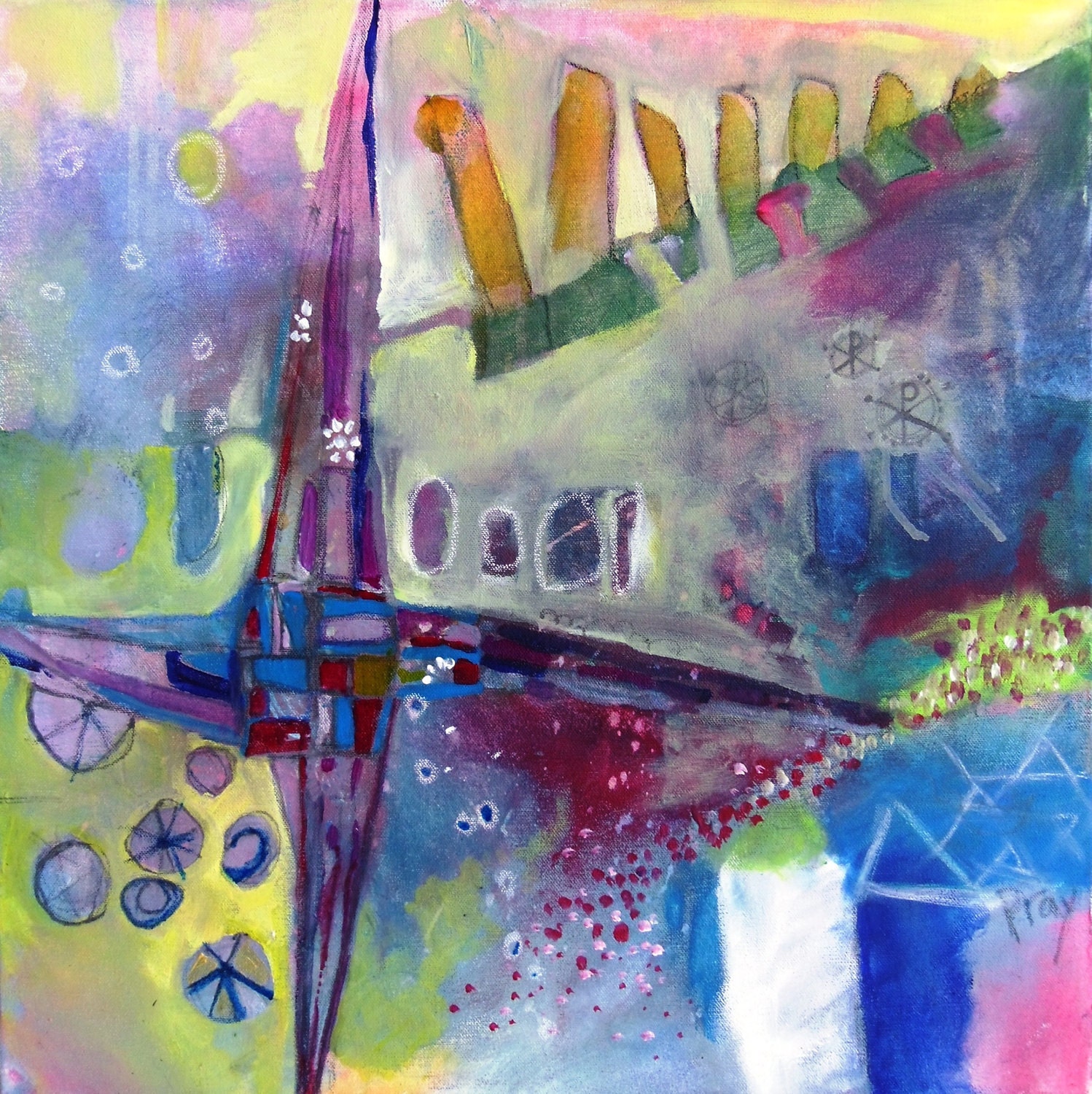 Original Abstract Painting, Modern Inspirational Art on Canvas, "St. Brigid's Cross"