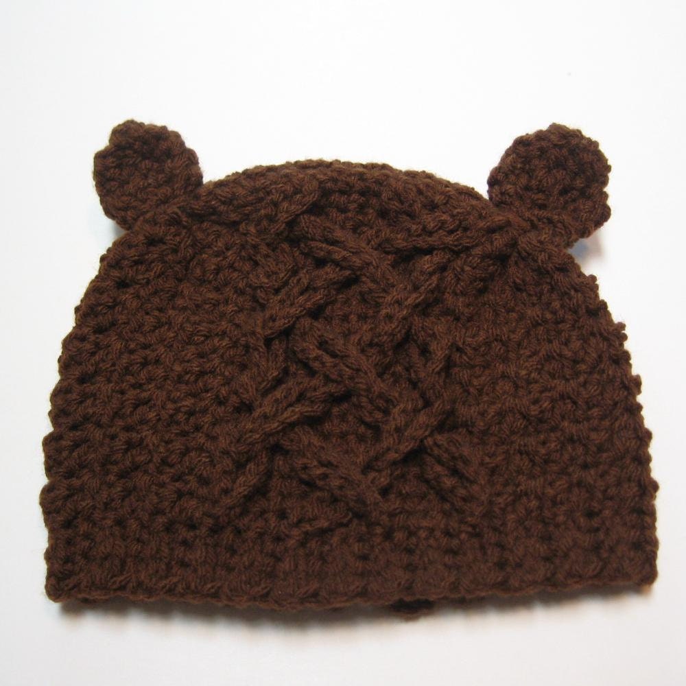 Crochet baby hat with ears. 6 to 12 months.  Made to order.  Baby bear hat.  Gender neutral, unisex.