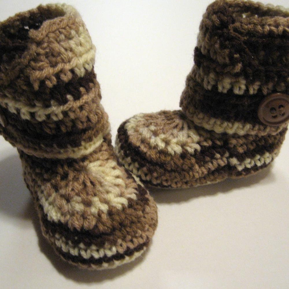 Infant crochet booties. Ankle boots. Neutral colors. Ready to ship. Baby booties ready to ship. Size 3 to 6 months.