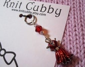 Chic Little Red Dress NON SNAG Stitch Marker with Crystal