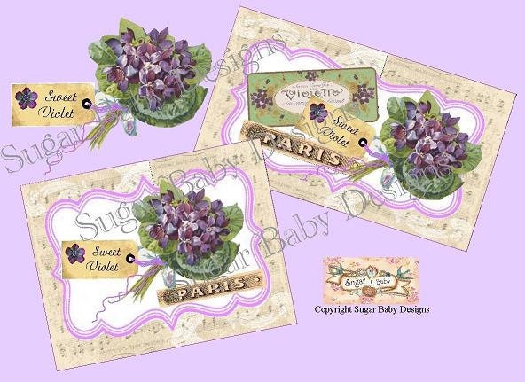 Sweet Violet Vintage Inspired Tags Printable .JPG Download Digital Collage Sheet Tag Images No. 282