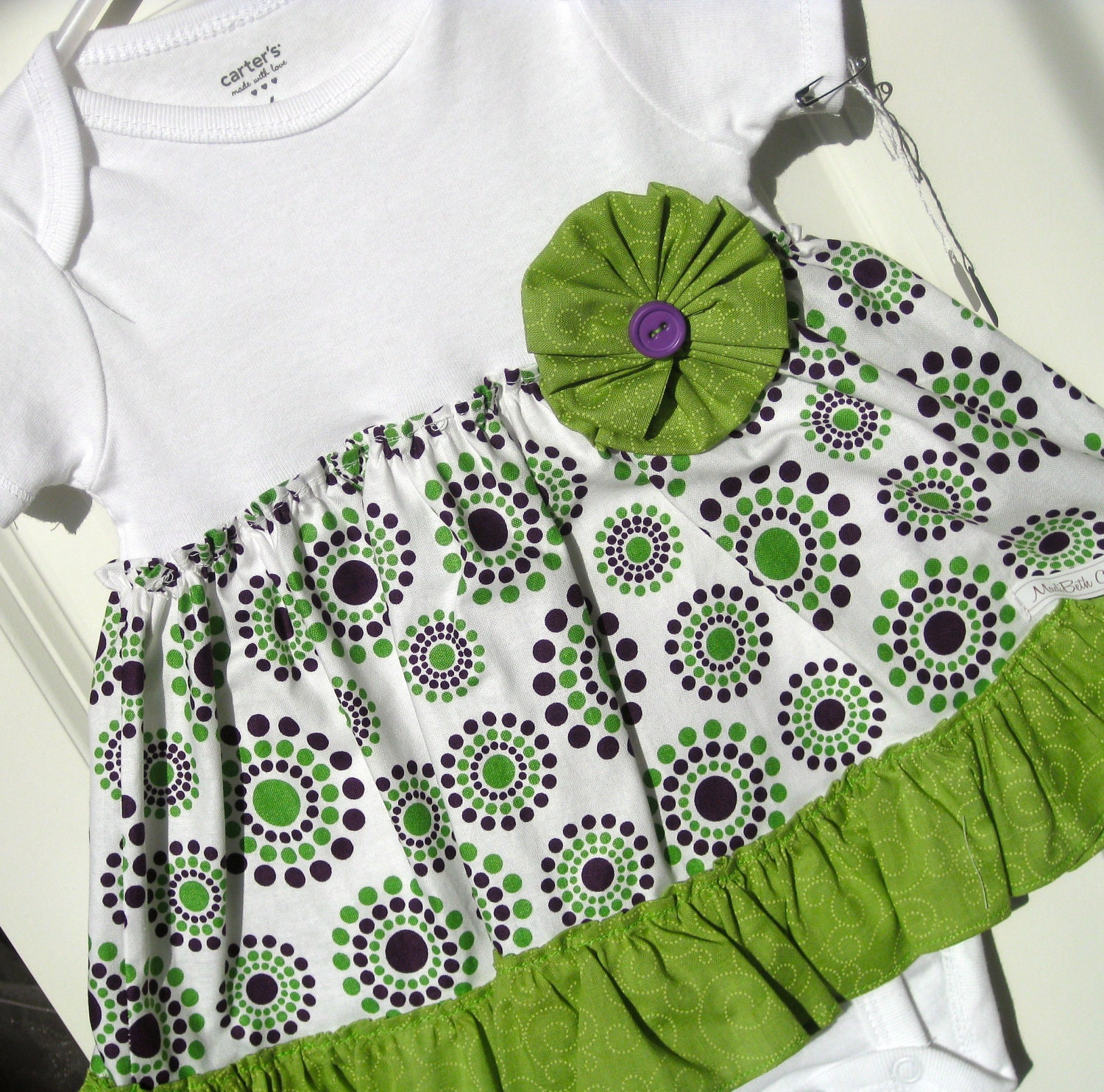 Lime & Grape Baby Girl Dress Onesie Bodysuit 6 month ONLY Available for IMMEDIATE DELIVERY