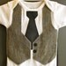 Baby Boy Gray & Black Faux Vest Tie Suit Onesie Bodysuit Long sleeve short sleeve 3 6 9 12 18 24 month