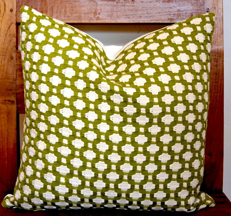 Betwixt Celerie Kemble for F. Schumacher Designer Pillow Cover 16x16 Grass/Ivory