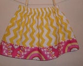 Girls twirl skirt in Yellow Chevron and Pink- Size 2T/3T ready to ship- Only one available