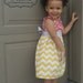 Girls boutique party dress- Yellow and white chevron dress- Made to order