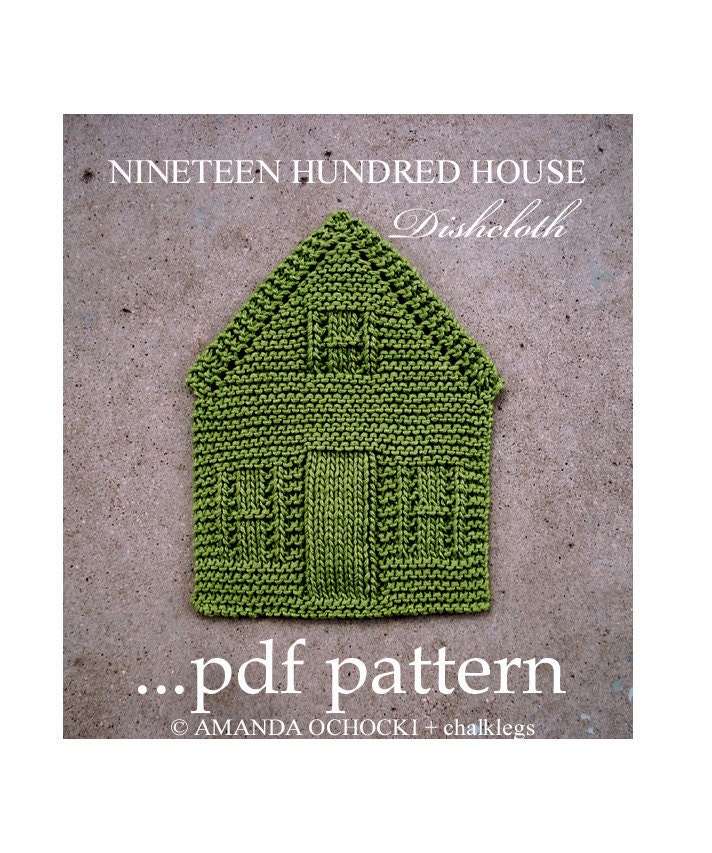 NINETEEN HUNDRED HOUSE (a knitted dishcloth pattern) Instant Download