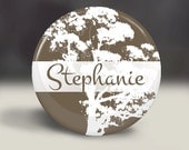 Personalized Pocket Mirror - Brown & White Tree - Bridesmaid Gift,  Wedding Favor, Bridal Shower Favor, Party Favor, Birthday