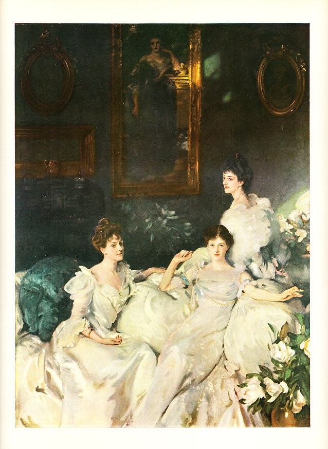 1958 vintage art print The Wyndham Sisters by John Singer Sargent - frame it or use it in a project