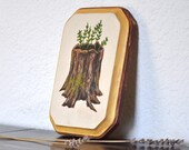 Rustic Spring Tree Art - Original Tree Stump Painting - New Old Growth
