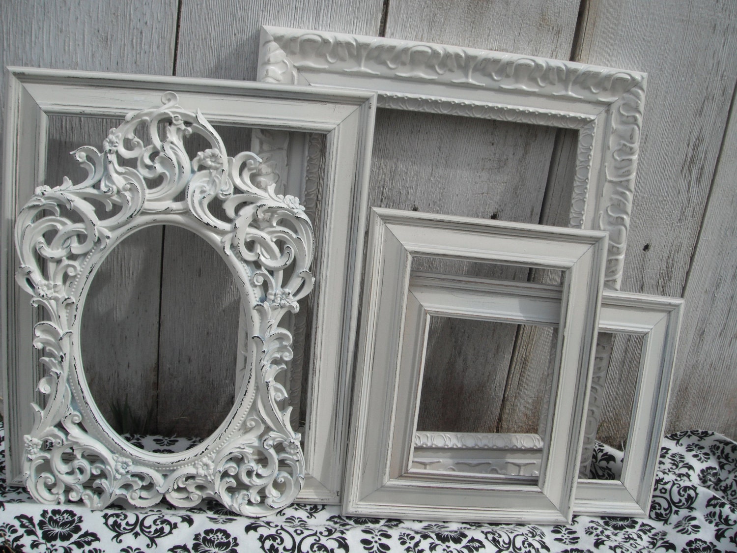 5 Distressed PICTURE FRAMES shabby chic wedding by VintageEvents