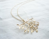 Tree of Life. Matte Gold Plated Tree Necklace
