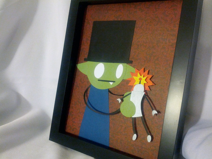Hatpire and the Robot Handmade Shadowbox