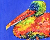 Pop Pelican,  Shore Bird, Sea, Ocean - Nursery, Baby Room - Original   Art Watercolor Painting by ebsq Artist  Ricky Martin  FREE SHIPPING