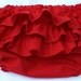 Baby Ruffle Bloomers Diaper Cover Scarlet Red with Red and White Striped Leg Warmers sizes up to 24 months Made To Order