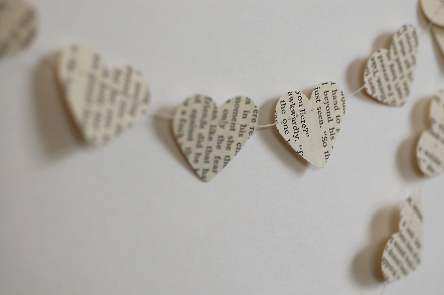 Vintage Book Heart Paper Garland, Holiday Decoration, Christmas tree garland, Wedding Decoration, baby shower decoration, Vintage book