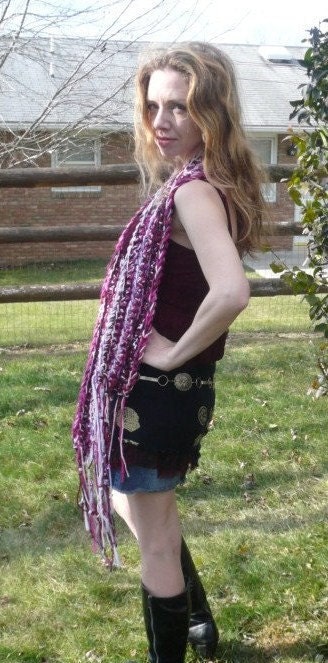 Pink, Burgundy Scarf, hot pink scarf, maroon scarf, multi-colored, colorful crochet
