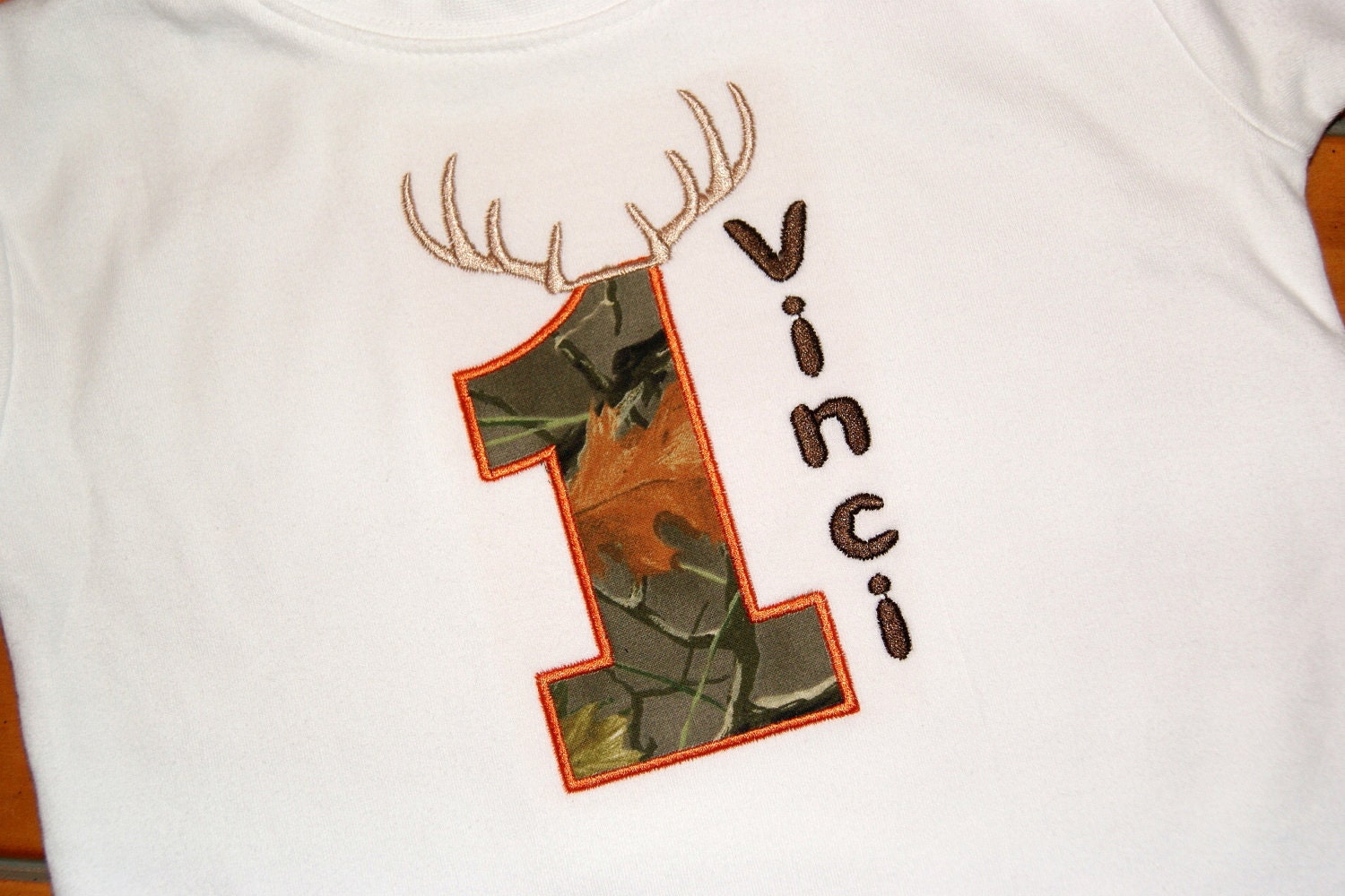 Camo Camoflage Mossy Oak Hunter Hunting Deer Personalized Birthday shirt or onesie