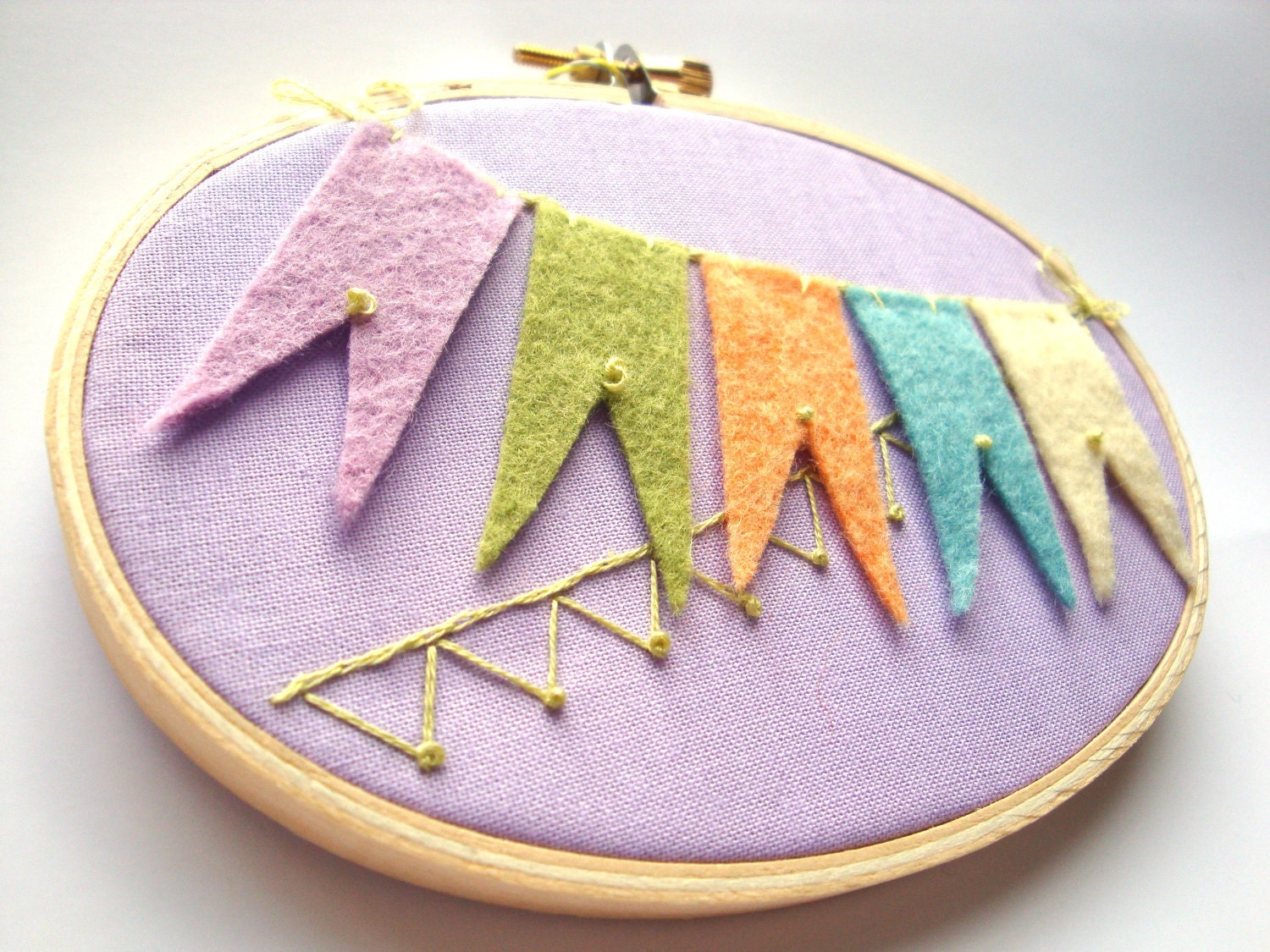 Embroidery hoop art bunting banner pastel bunting nursery art home decor