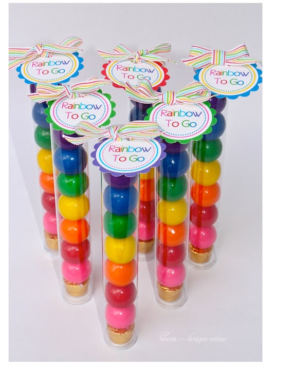 8 Inch, Inset Lid, Free Tag Rainbow To Go/Plastic Candy Tubes- Set of 20 Il_570xn