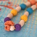 Multicolor nursing necklace. Mammy and baby teething necklace. Girls crochet necklace. Dusty orange, bright yellow, teal, lilac.