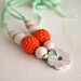 Green and orange spring flower nursing necklace.  Girls crochet necklace/ bracelet. Mammy and baby teething necklace/ bracelet.