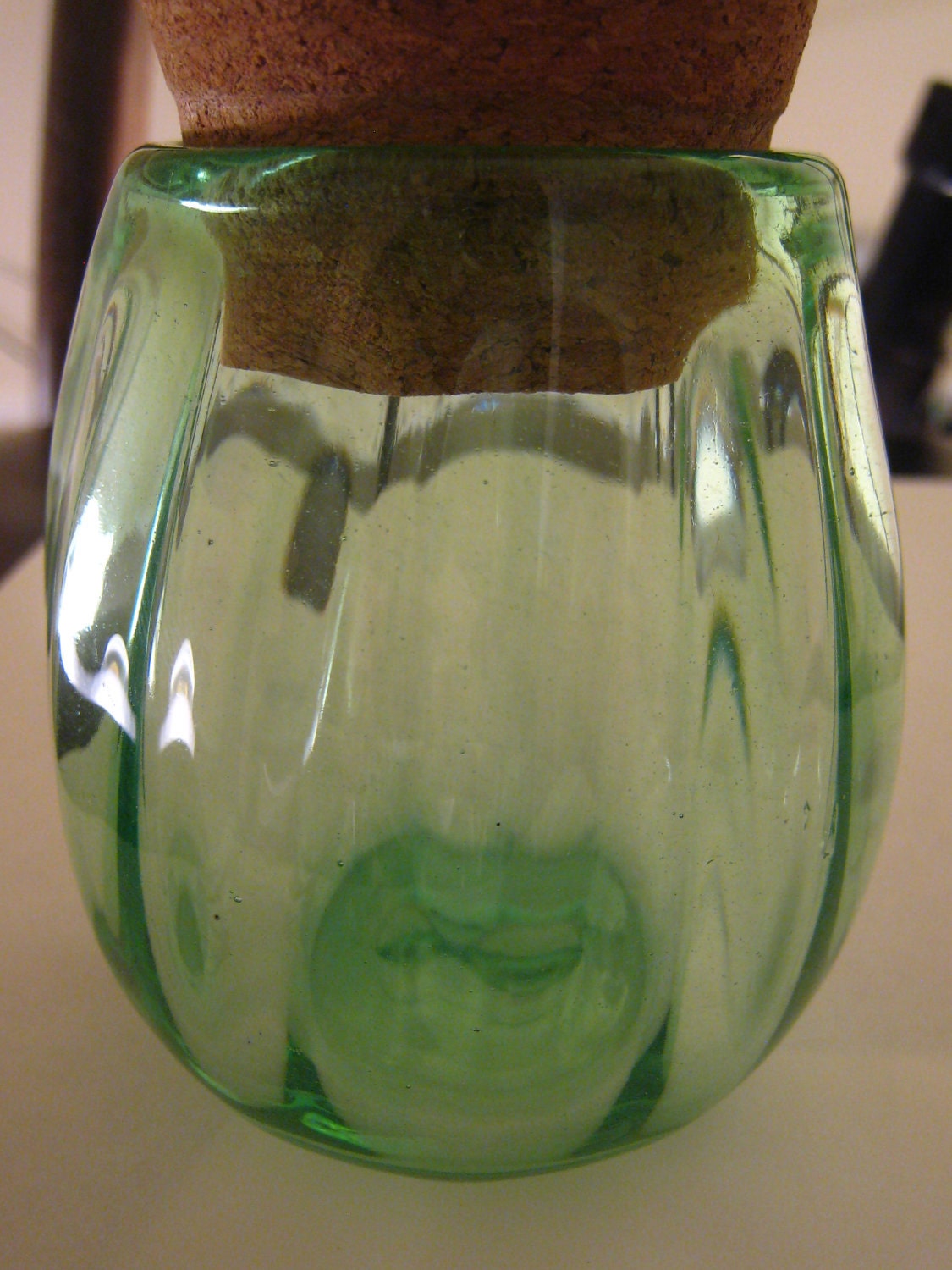 Hand Blown Glass Jar Glass is Greener Optic Mold by glassdread