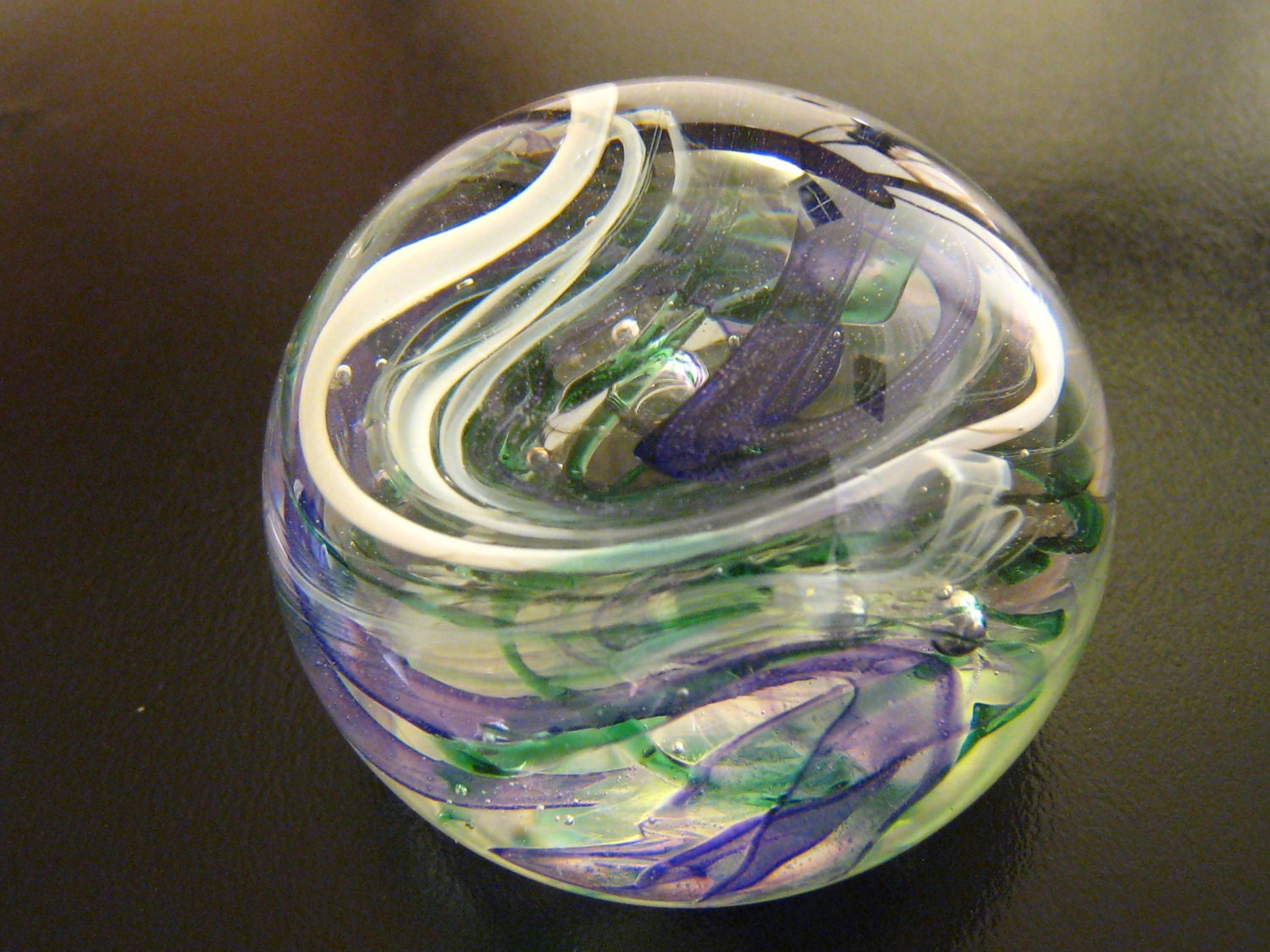 unique hand blown art glass paperweight - Ribbons of Spring