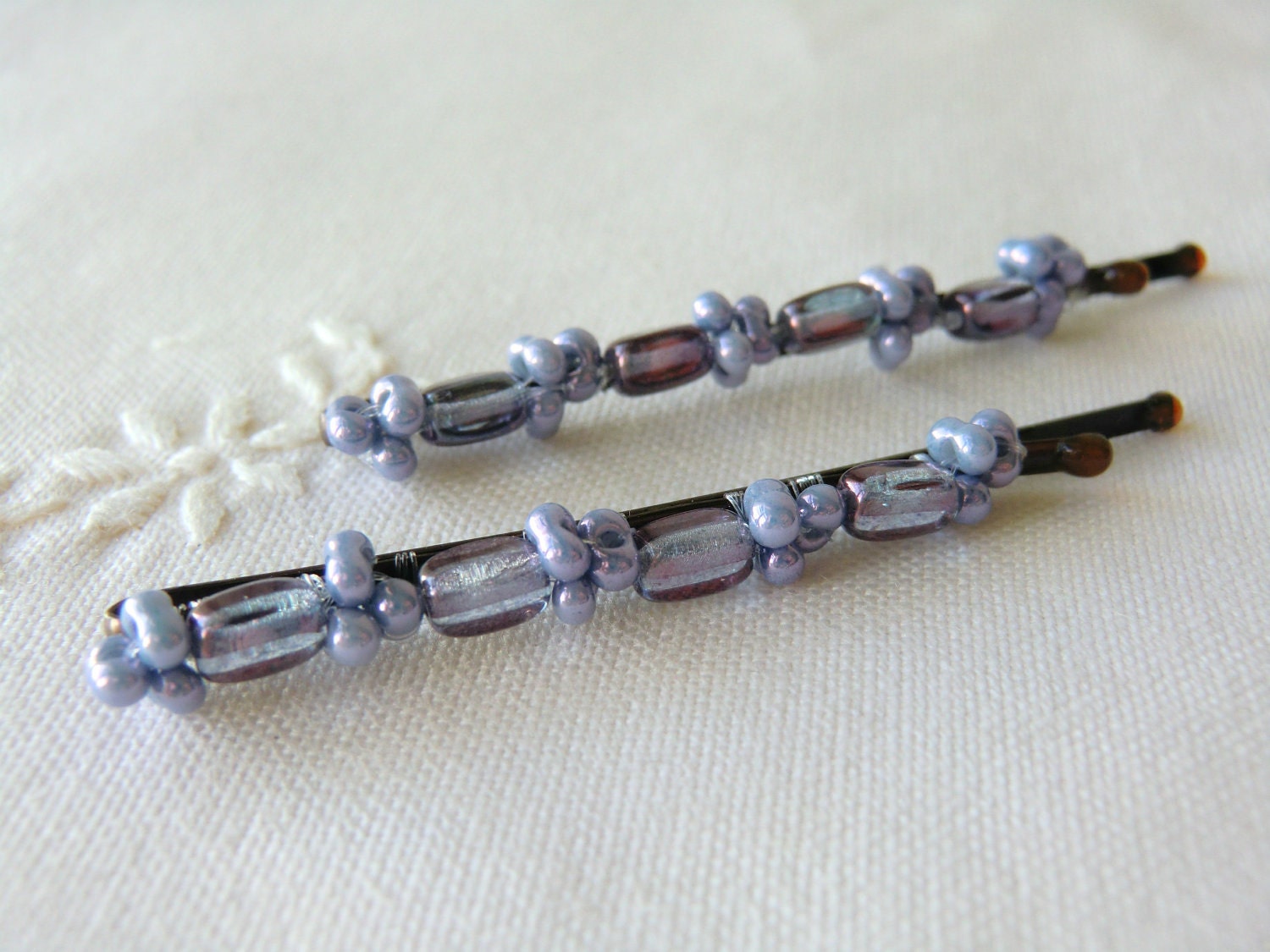 Purple Beaded Bobby Pins Glass Bead Hair Pins Hair Accessories Hair Jewelry Barrette for Girls Amethyst Bobby Pins