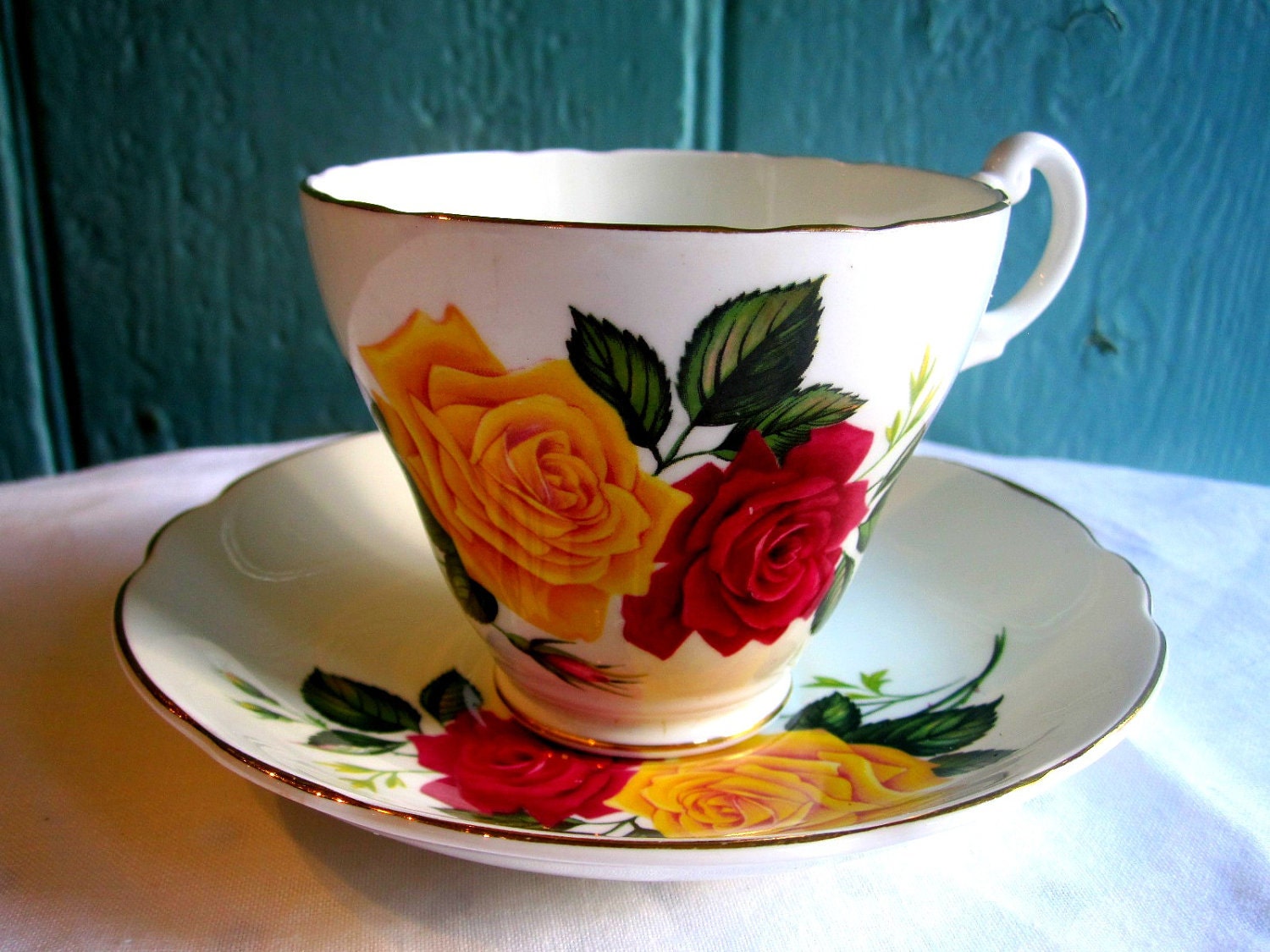 Rose by cup  Saucer cup uk Tea and Teacup TheDorothyDays English vintage Vintage tea