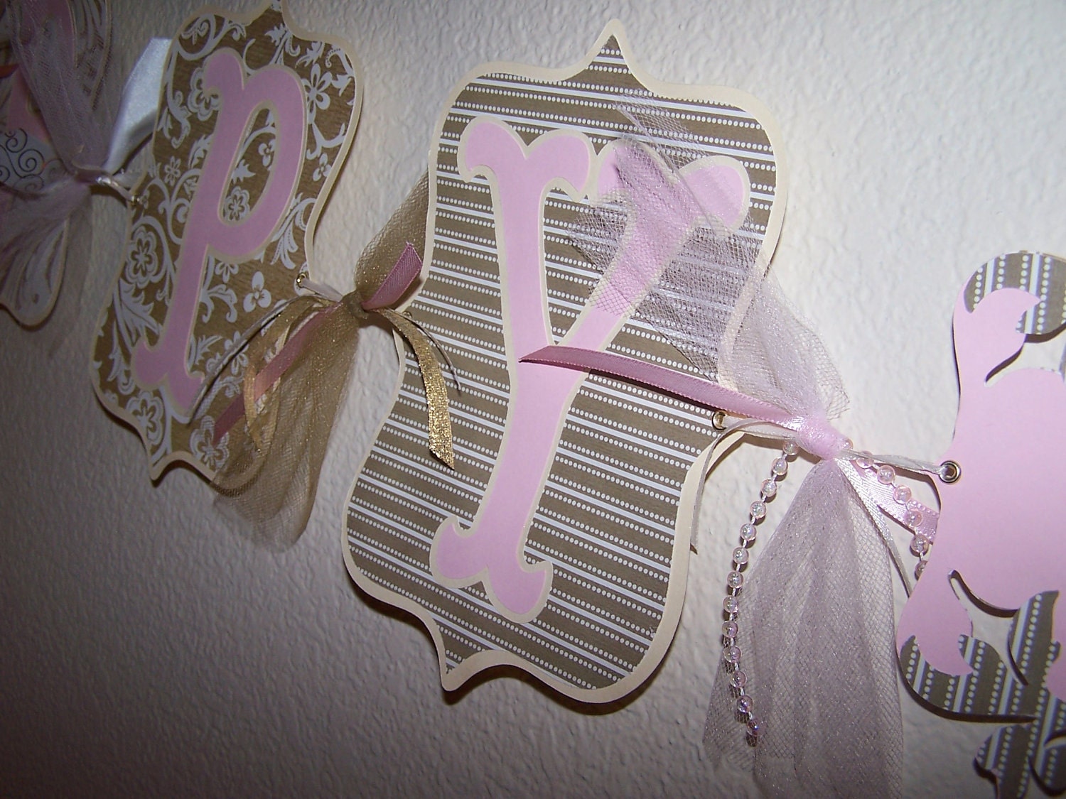 Happy Anniversary Banner Golden Gold Pink 50th Wedding Party Reception Decor