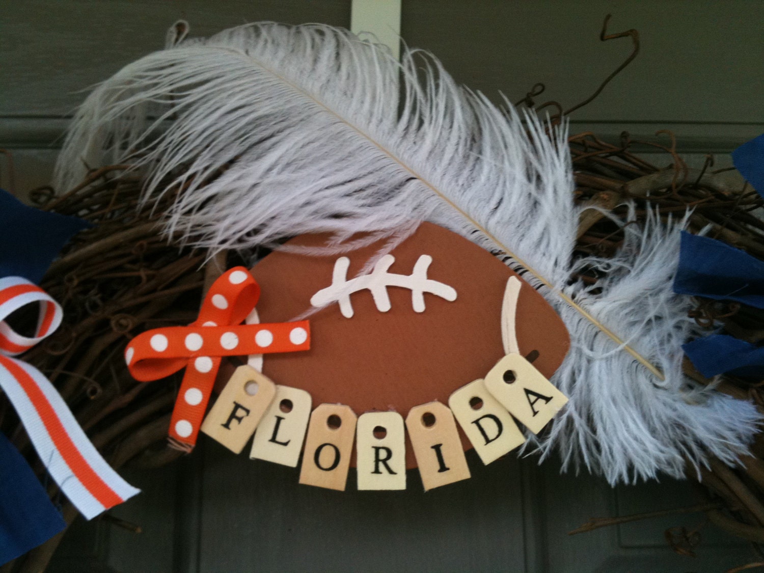 University of Florida wreath with monogrammed door hanger