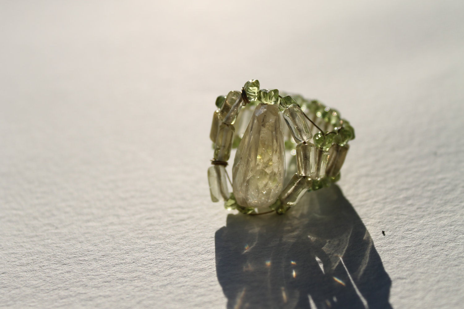 Natural Citrine, Peridot, Energy Healing ring,size 7-8.5