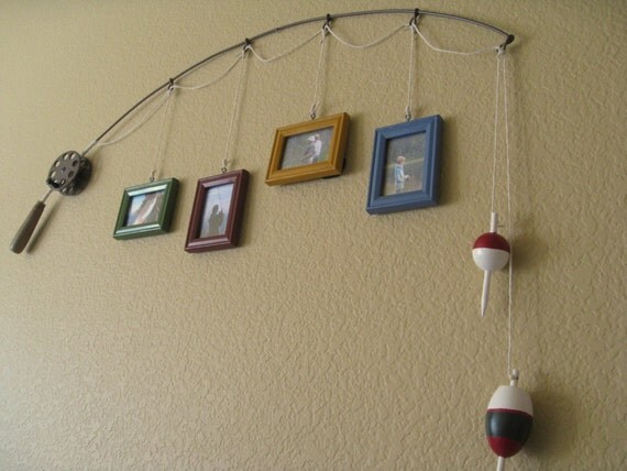 Fishing Pole Picture Frame - Metal Brown - 4 Frames