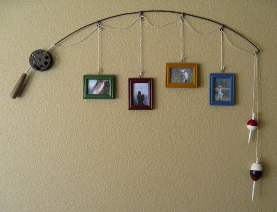 Fishing Pole Picture Frame - Metal Brown - 4 Frames