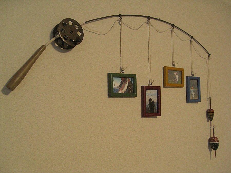 Fishing Pole Picture Frame - Metal Brown - 4 Frames