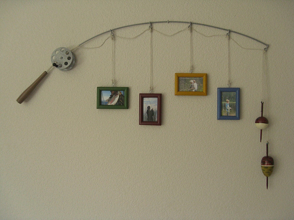 Fishing Pole Picture Frame - Metal Silver - 4 Frames