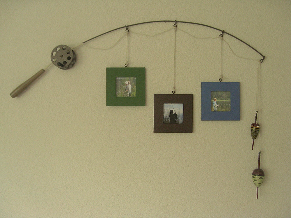 Fishing Photo Frame - Metal Brown - 3 Frames