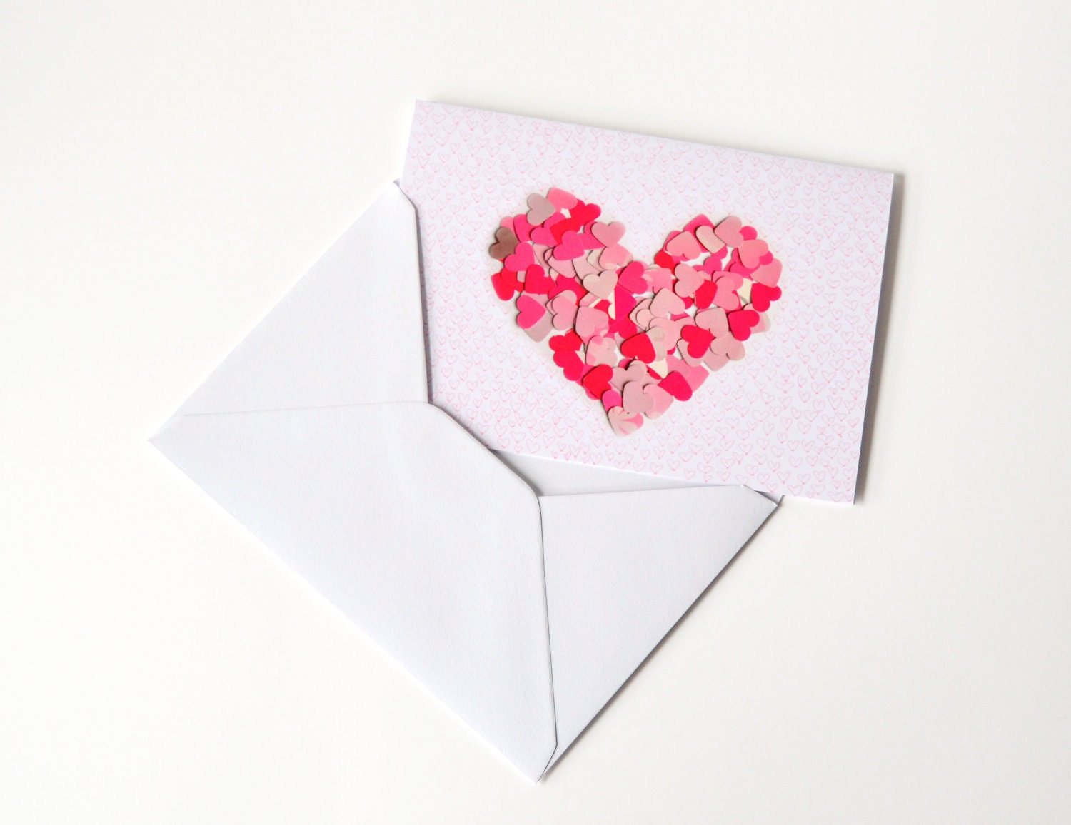 Pink heart greeting card with envelope Valentine Day